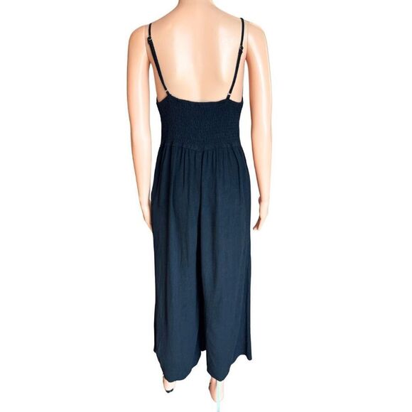 Women’s Black Wide Leg Strappy Jumpsuit Romper Medium - Picture 5 of 6